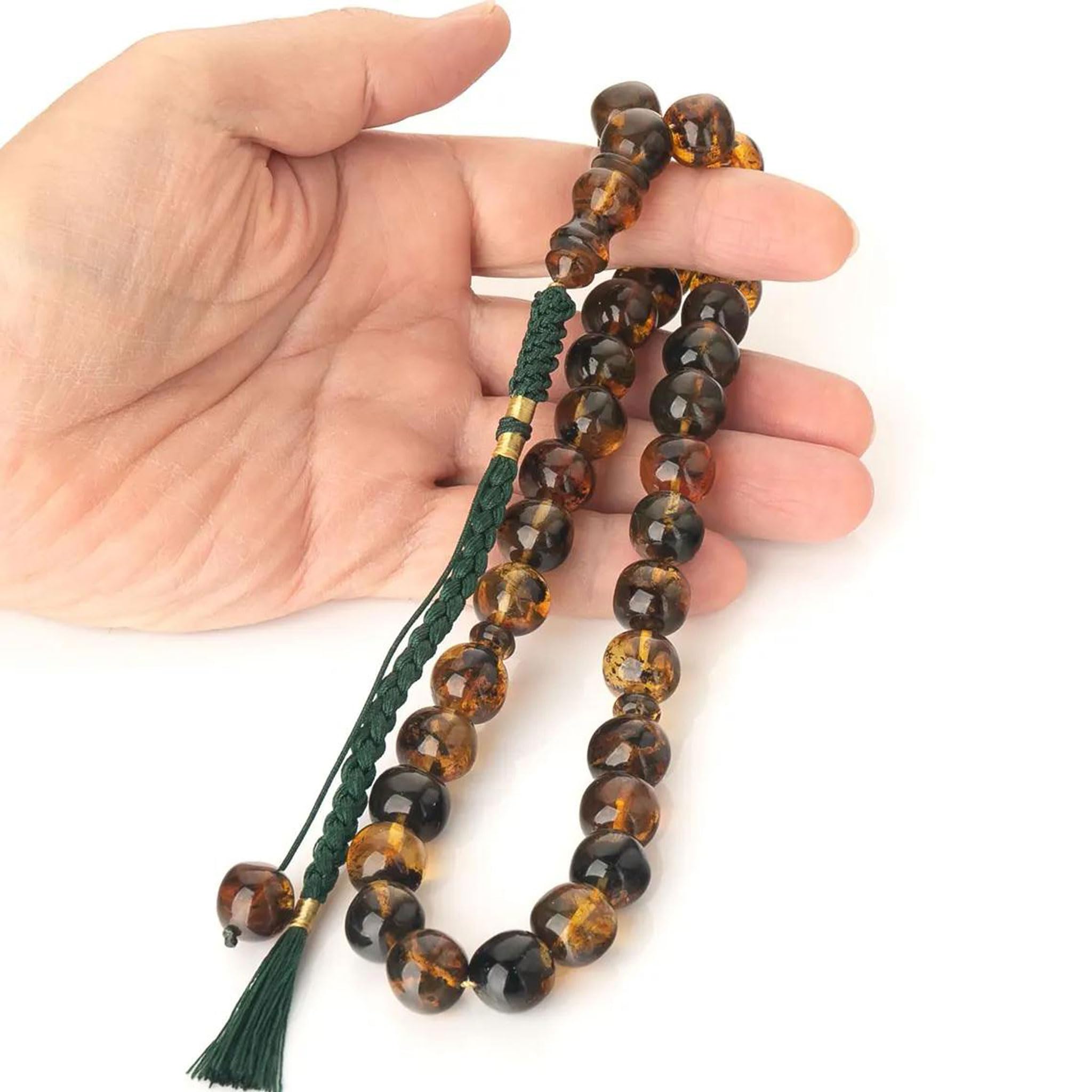 Tasbih z Bursztynu Bałtyckiego 33 Koraliki – Ręcznie Wykonana Misbaha, Muzułmański Różaniec Modlitewny, Naturalny Bursztyn, Luksusowy prezent