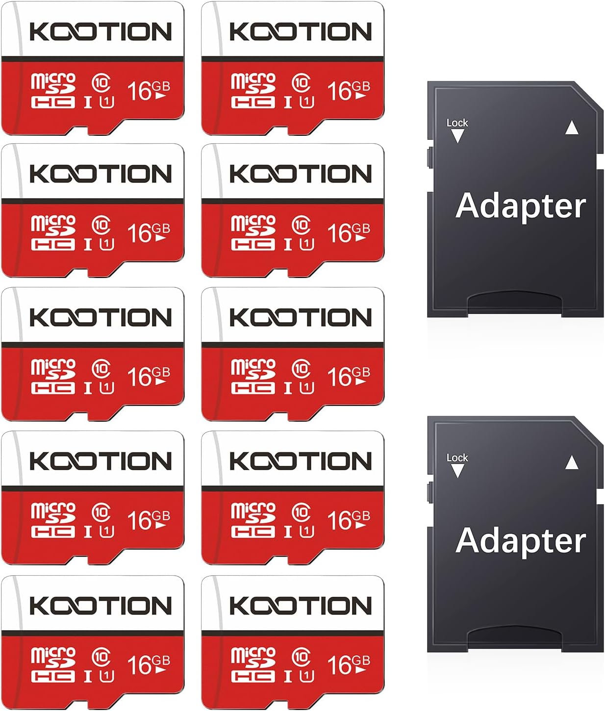 KOOTION 10 Pack 16GB Micro SD Card Class-10 Micro SDHC Card 16 gb UHS-I High Speed TF Card R Flash C10 U1 Memory Card