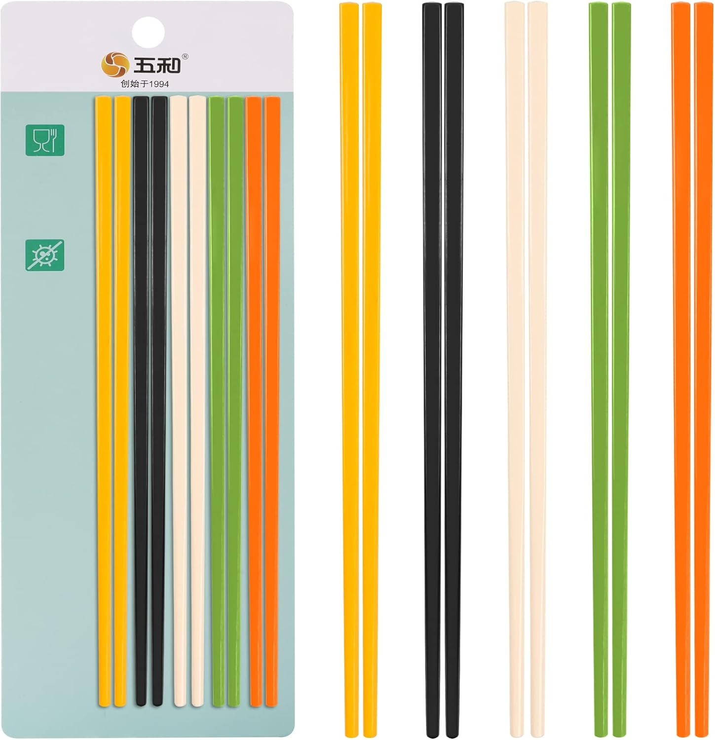 5 Pairs Reusable Melamine Chopstick Dishwasher Safe