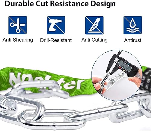 Miniatura 22 de NDakter Cerradura de cadena, combinación de 5 dígitos, resistente, antirrobo, 3.2 pies de largo, con reinicio, para bicicleta, motocicleta, scooter