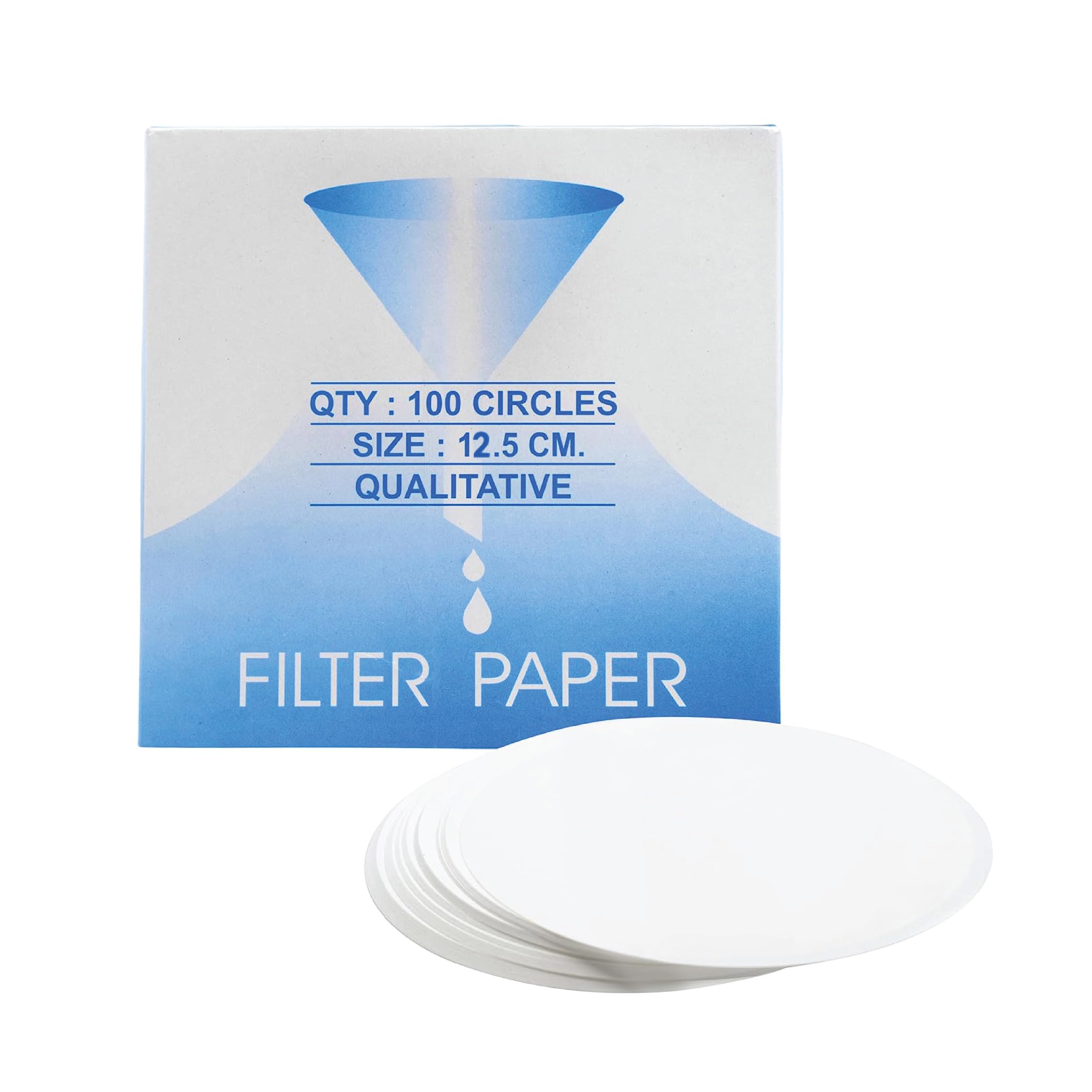 Pack of 100 Premium Qualitative Filter Paper – 12.5cm, 8-10 Micron, High-Purity Lab Paper for Chemistry, Liquid Filtration, Science Experiments, Research, Classroom & STEM Activities