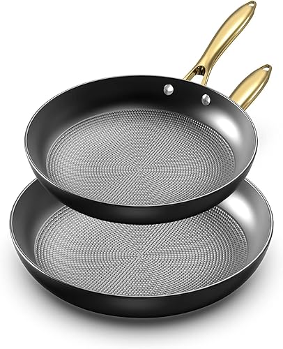 Miniatura 9 de imarku Sartenes de hierro fundido, sartenes antiadherentes, 2 unidades, juego de sartenes de 10 pulgadas y 12 pulgadas, sartenes antiadherentes de