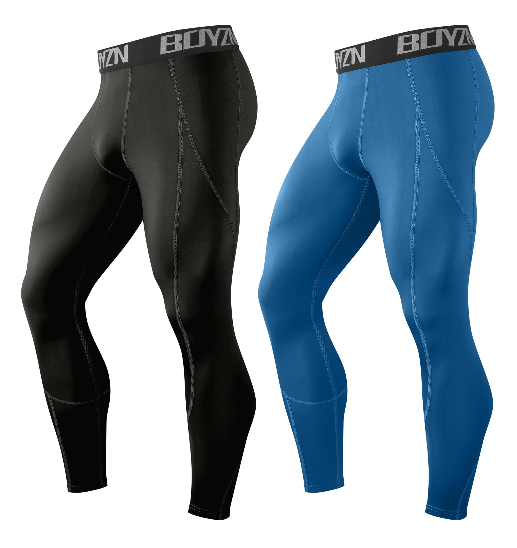 Boyzn Lot de 2 pantalons de compression pour homme à séchage rapide avec poches