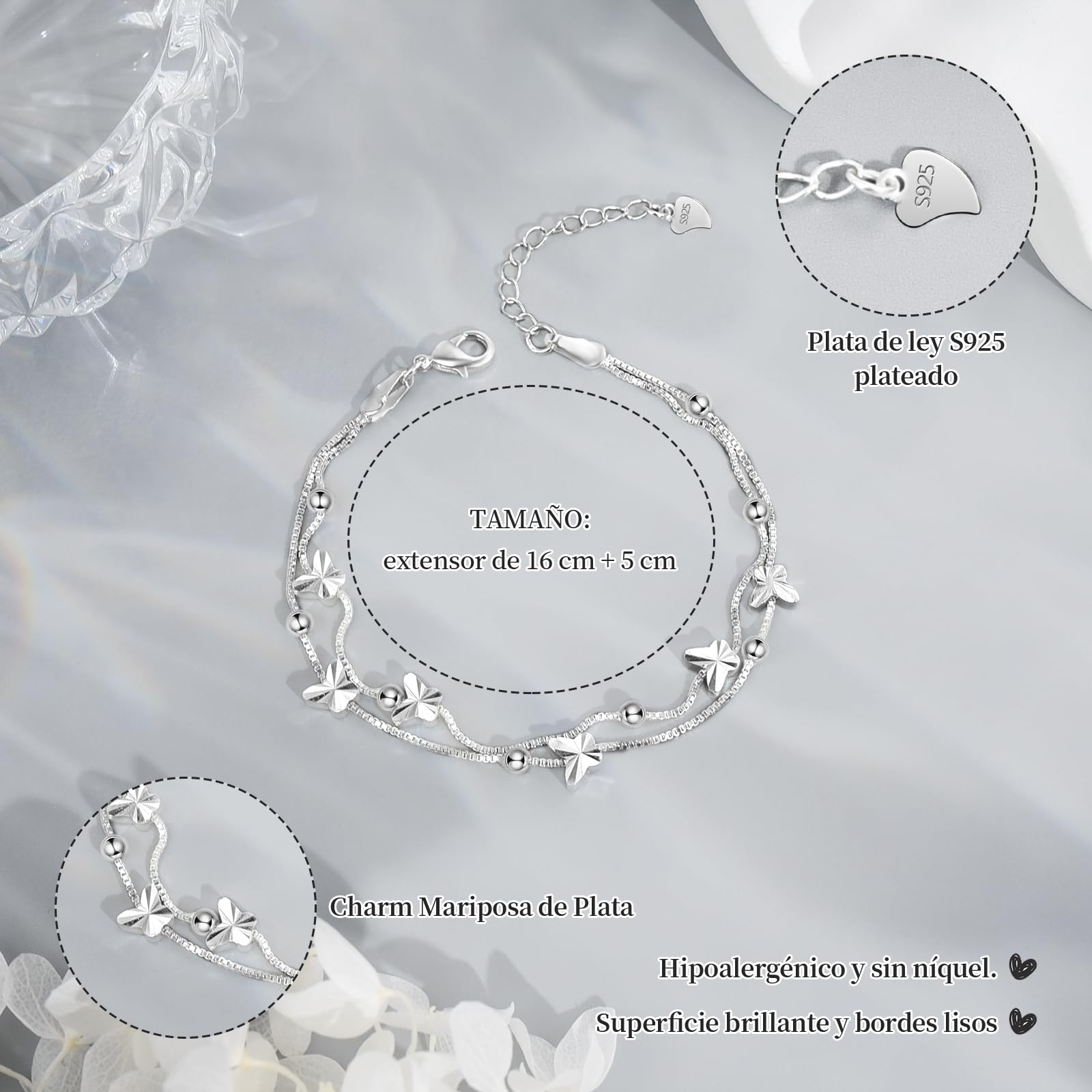 YELUWA Regalos Originales para Mujer, Regalo Dia de la Madre Pulsera Plata Mujer Regalo Cumpleaños Amiga Navidad Regalos Amiga Hermana Novia Cumpleaños Pulsera Mama Mamá e Hija Abuela Niña Sobrina Tía