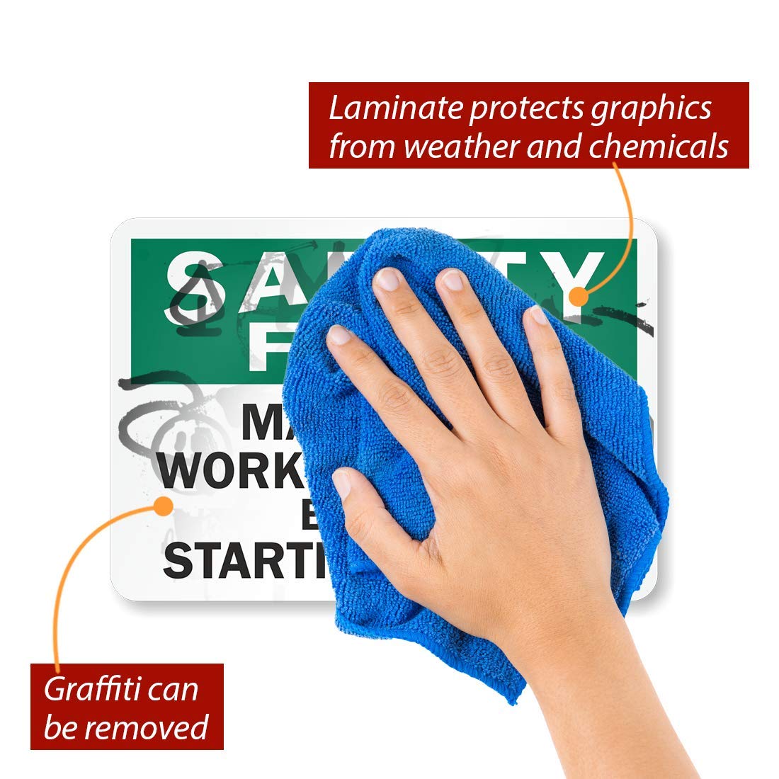 Flash Deals - 50% OFF SmartSign “Safety First - Make Your Work Place Safe Before Starting The Job” Label | 7 x 10 Laminated Vinyl Super Deal Product SmartSign “Safety First - Make Your Work Place Safe Before Starting The Job” Label | 7 x 10 Laminated Vinyl
