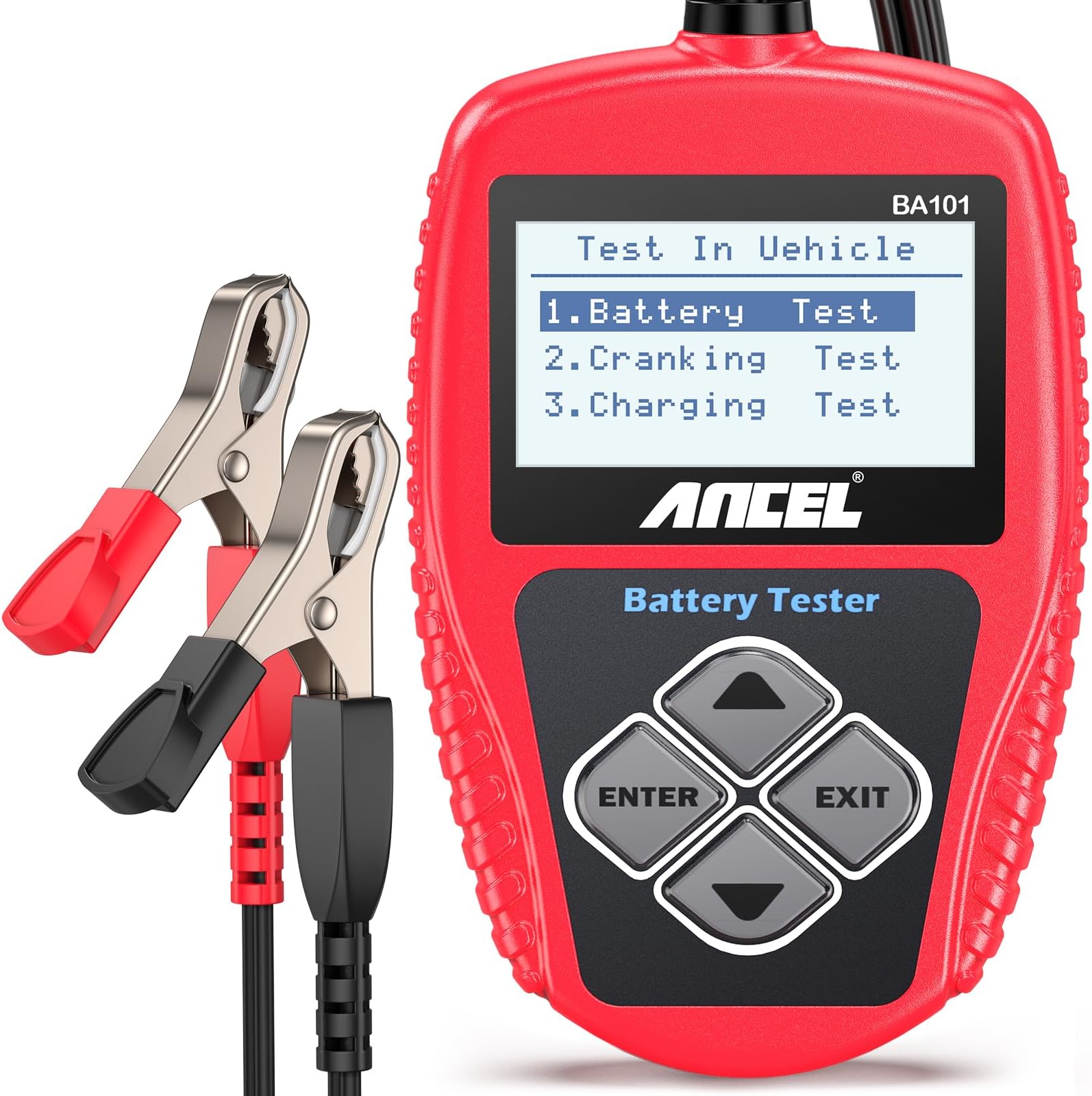 ANCEL BA101 Car Battery Tester 12V Load Tester, 100-2000 CCA Auto Battery Analyzer, Automotive Alternator Tester Digital on Cranking Charging System, for Motorcycle, Truck, Boat, RV, Marine & More