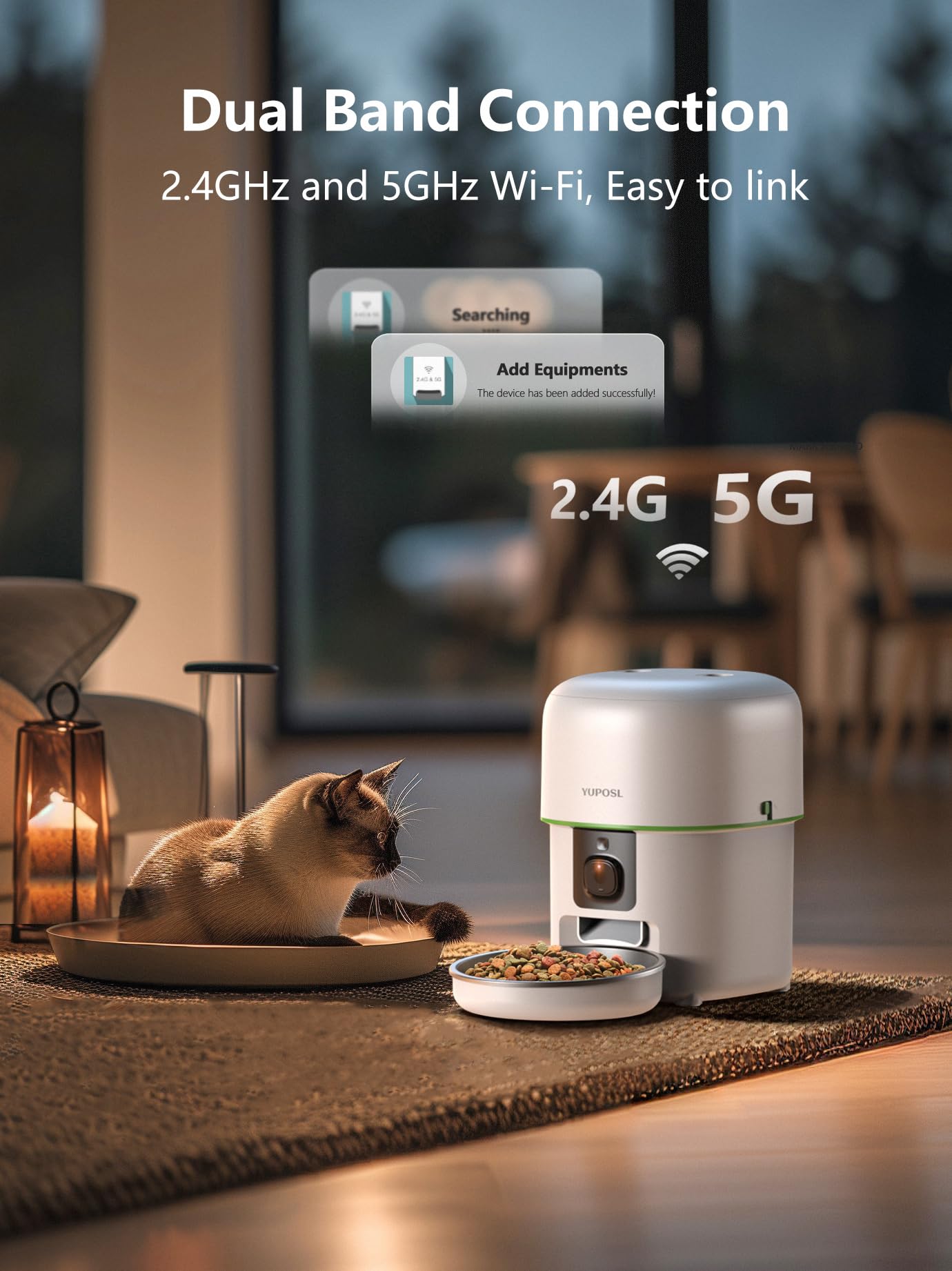 Automatic Cat Feeder with Camera - 5G WiFi Auto Cat Food Dispenser, 1080P HD Video with Night Vision, 1-15 Meals, 1-99 Portions, 2-Way Audio, Keeps Food Fresh, Timed Pet Feeder Also for Dogs view 6