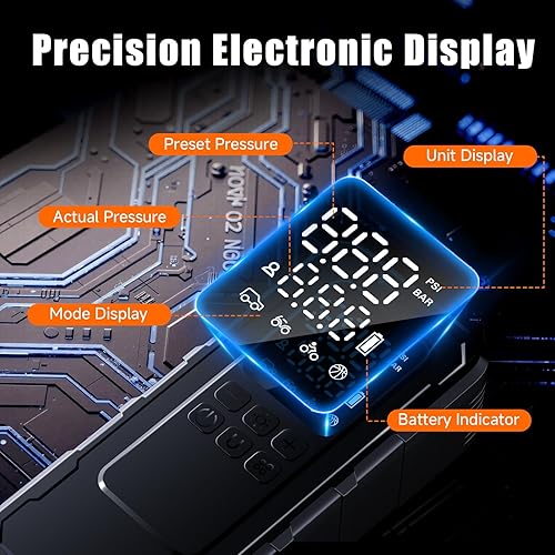 Miniatura 4 de Inflador de neumáticos, compresor de aire portátil, bomba de aire inalámbrica portátil de 160 PSI para neumáticos de automóvil, inflador de