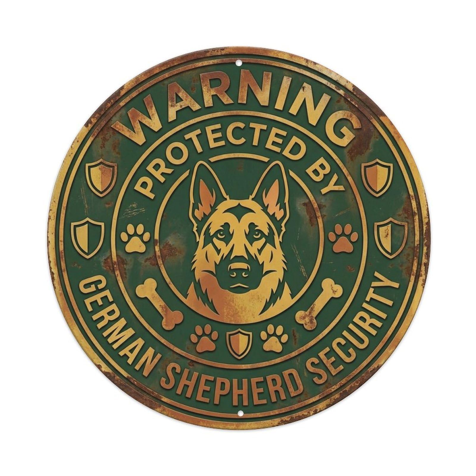 German Shepherd Security Warning Vintage Purple Metal Tin Sign