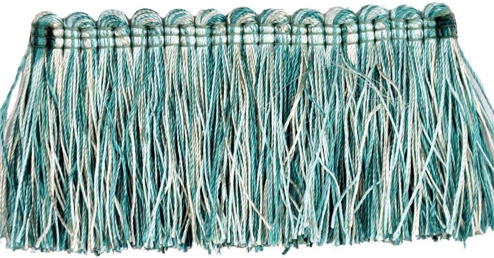 Elegance Collection 2 Inch Brush Fringe - BF-1480-13/33 Turquoise and Mint and Cream -25 Yard roll