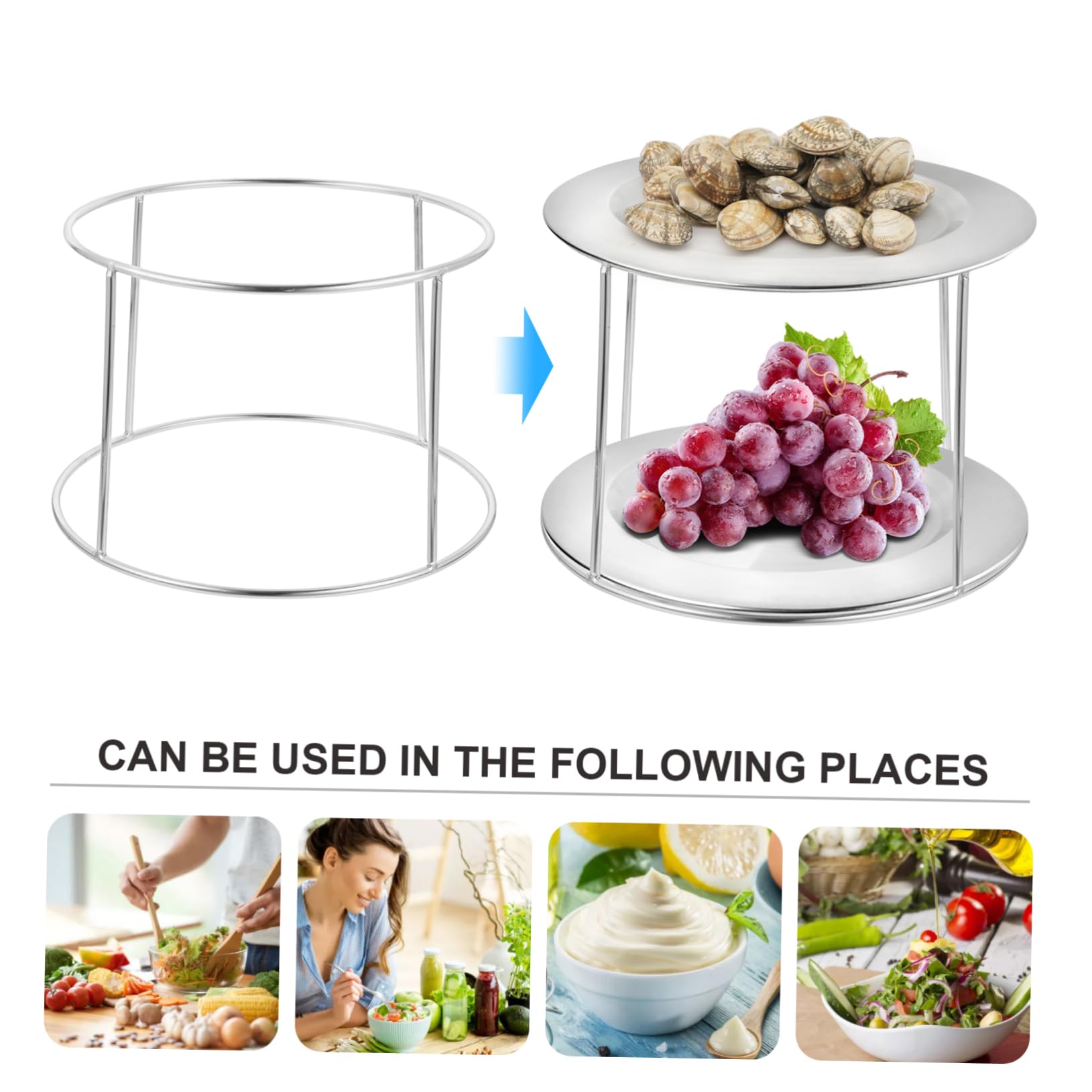 Garneck Stainless Steel Seafood Plate Rack Double Holder for Buffet Serving Stable Display Stand for Sushi Oysters Shrimp and Crab for Restaurants and Home Use