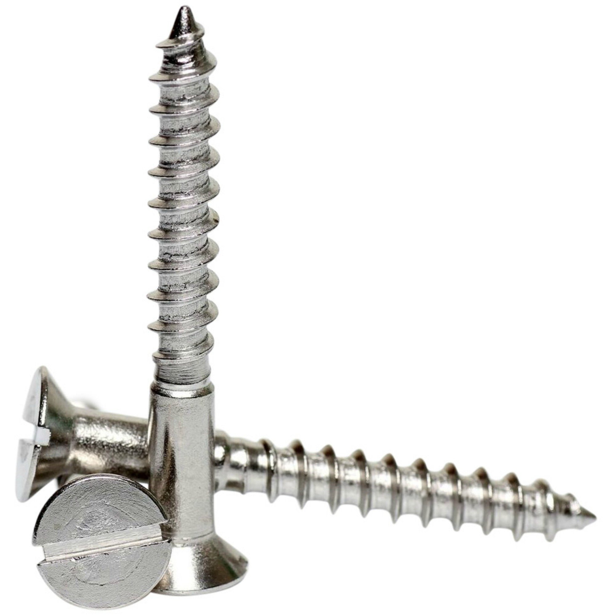 A2 Stainless Steel Slotted Flat Head Countersunk Wood Screws DIN 97 5.5 x 40 / No.12 x 1 1/2" - 50 Pack