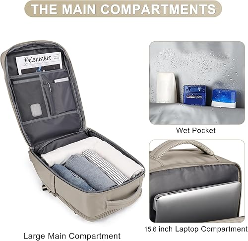 Miniatura 5 de coofay Mochila de viaje, para laptop, unisex, aprobada para aviones, bolsa de mano, equipaje, para artículos personales, para debajo del asiento del