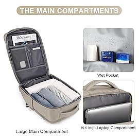 coofay Laptop Travel Backpack For Women Men Airline Approved Carry On Bags For Airplanes Underseat Luggage Backpack For Traveling On Airplane Personal Item Travel Bag For Airlines Light Brown