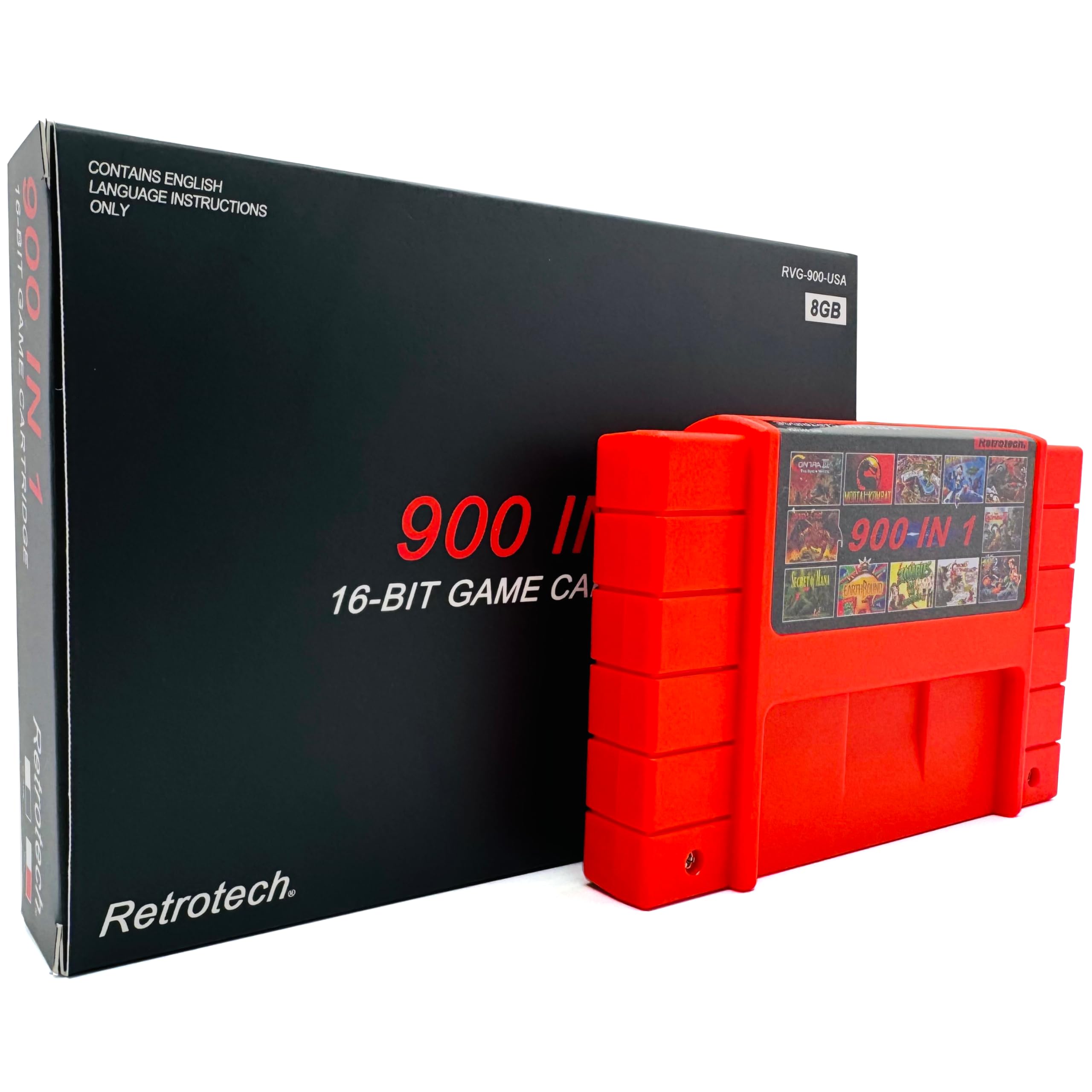 Retrotech Super 900 In 1 Cartridge For SNES Super Nintendo 16Bit Game Console - Red