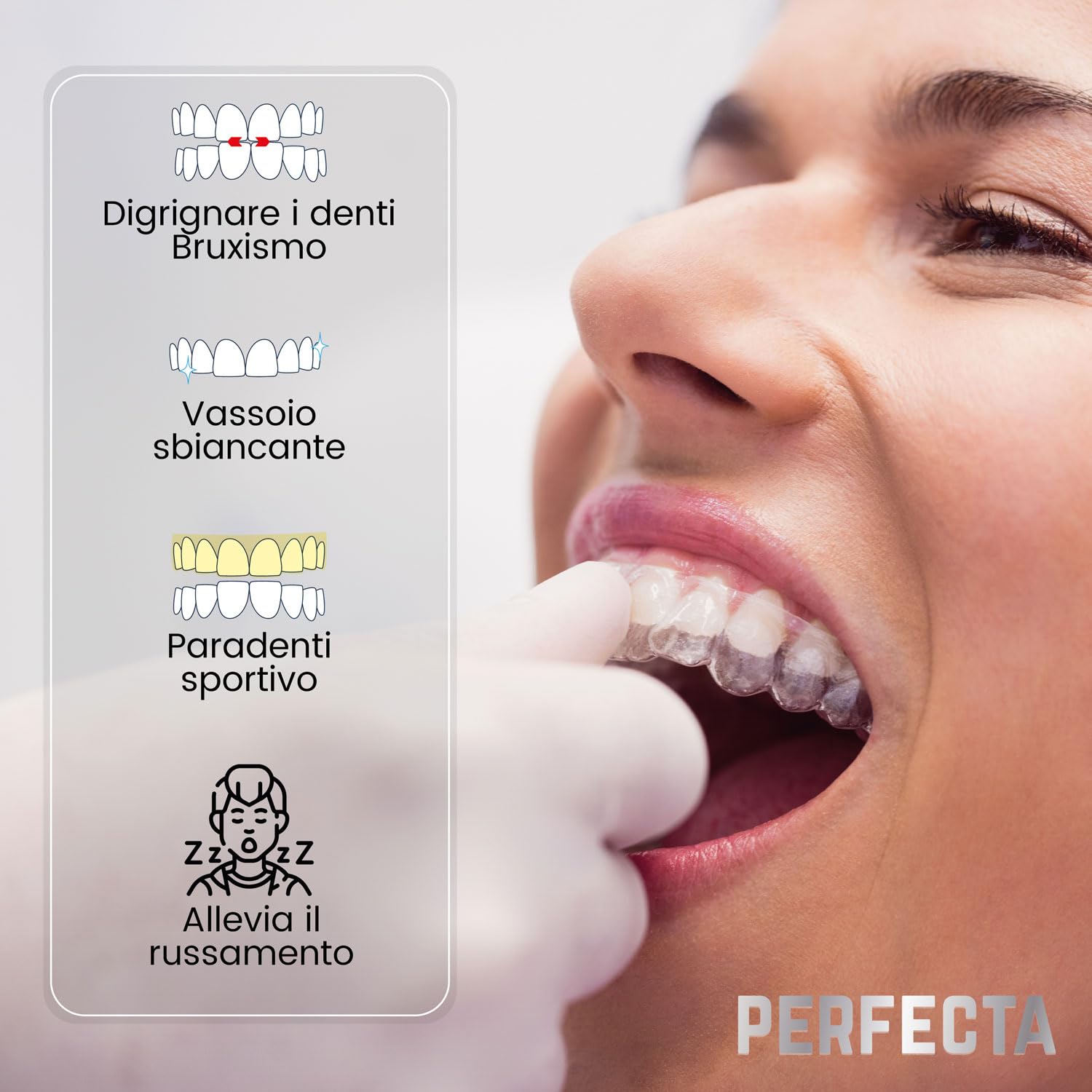 10 Bite Notturni Perfetti | Ideali per Bruxismo, Digrignamento dei Denti, Disturbi dell’ATM, Mascherina Sbiancante | Protezioni Dentali Regolabili + 1 Custodia | Qualità Medica Senza BPA