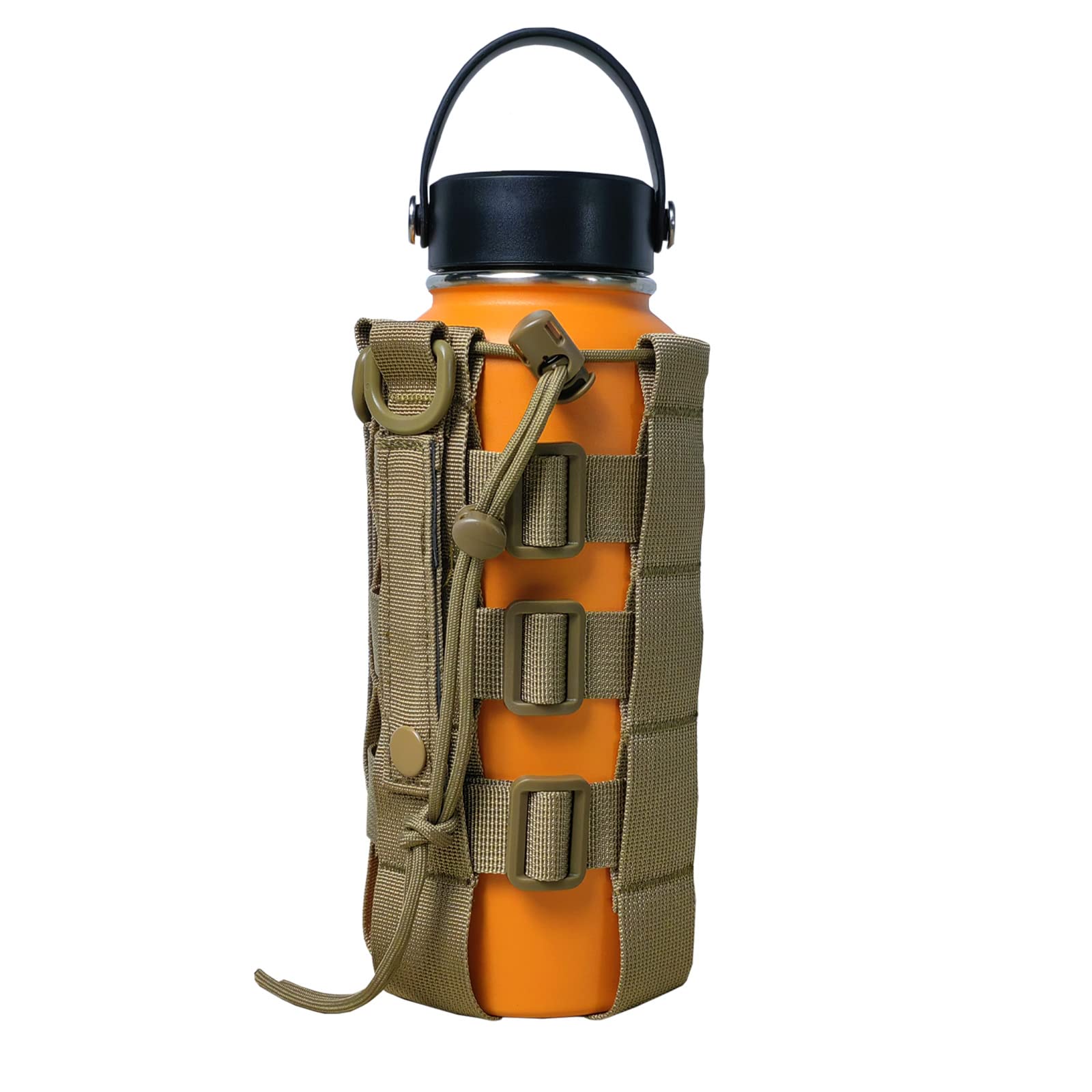 Molle Water Bottle Holder Tactical Pouches 32 40 64 oz Multi Use for Outdoor Sports/Backpack/Vest/Belt/Bike, 3 Color (Black, Brown, Green)