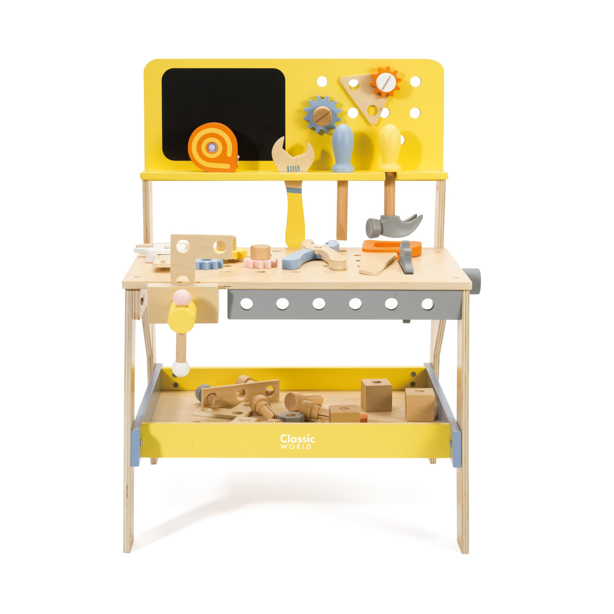 Banco degli attrezzi in legno da 54 pezzi per bambini, set da gioco moderno con strumenti e accessori, giocattolo educativo per carpenteria dai 3 anni in su, ecologico, scintilla creatività e abilità