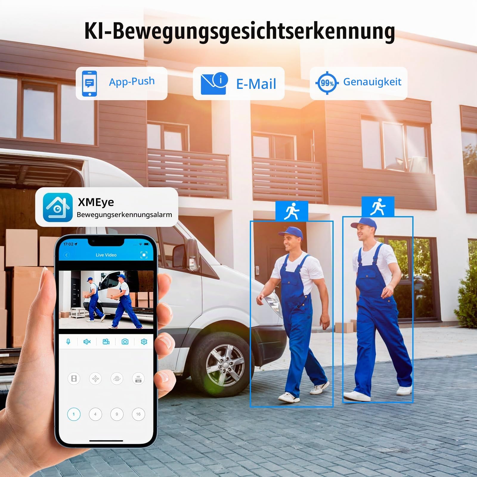 4-Kanal CCTV Überwachungs-DVR mit 500 GB HDD, 4 Ch 5MP H.265+ DVR Video-Recorder für Analog XVI AHD TVI IP-Kameras, DVR für Sicherheitskamera-Überwachungssystem für zu Hause, Mobile APP & PC(P-System)