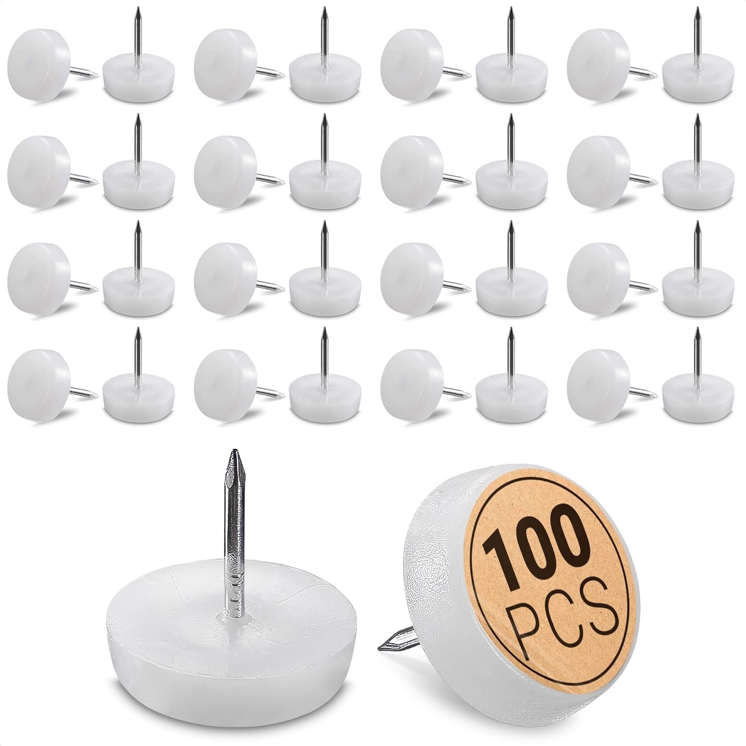 100Pcs Nail Chair Floor Protectors for Hardwood Floors Nail Table Leg