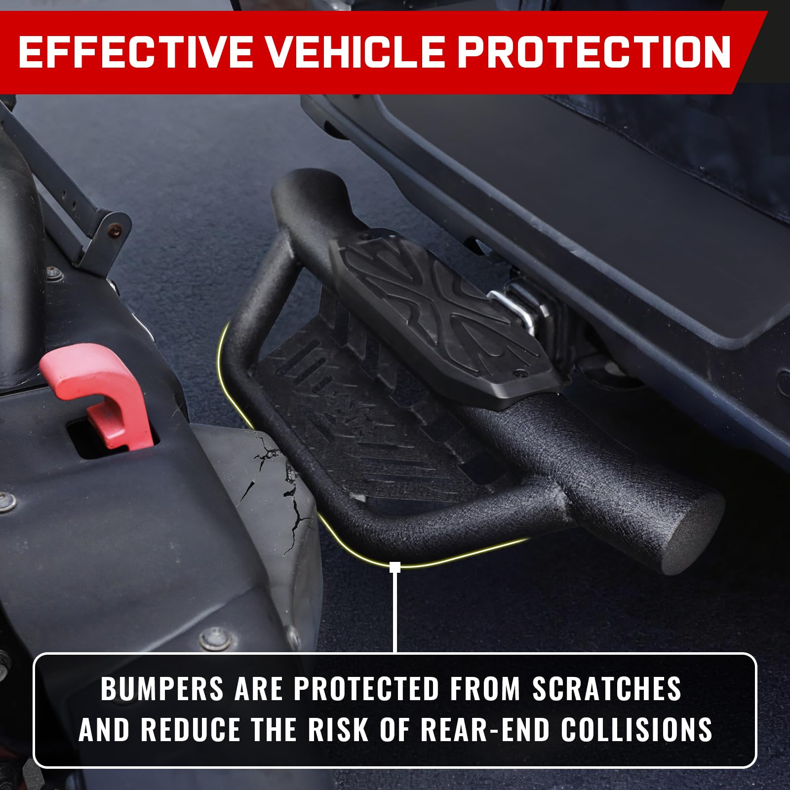 OTHOWE Double Layer Tow Hitch Step for 2 Hitch Receiver Carbon Steel with Dual-Stage Black Powder Anti-Slip Trailer — view 6