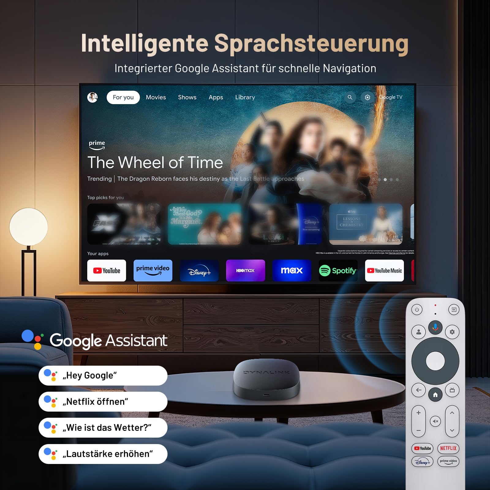 Google TV Box - 4K Smart TV Box HDR10+ UHD, Dolby Audio, Unterstützung Google/Netflix Zertifiziert, AV1, 2GB+16GB, 2.4G+5G WiFi, BT5.0, Streaming Media Player, Sprachassistent, Screen Mirror