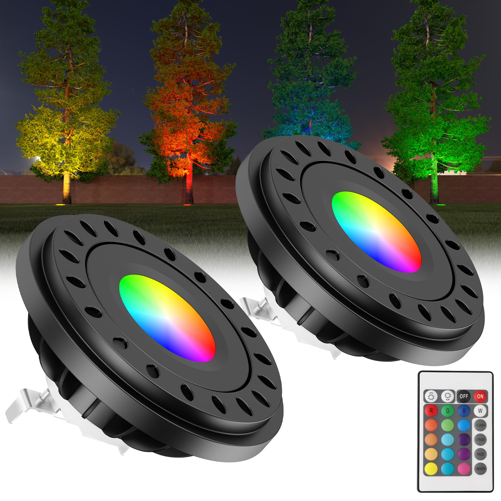 Photo 1 of Noobibaba PAR36 LED Landscape Bulb 12V 7W Color Changing PAR36 LED Bulb Aluminum Body 12V-24V Ac/Dc 600lm G53 Base Spotlight Warm White+15 RGB Colors for Outdoor Landscape Lighting 2-Count