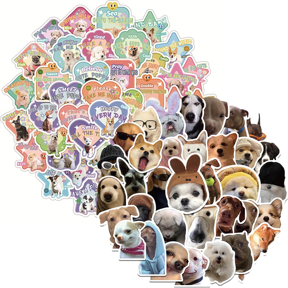 Pegatinas de Perros 110Pcs Divertidas Perro Stickers Portátil Lindo de Cachorros Calcomanías de Kawaii Impermeables para Botellas de Agua, Portátil,Teléfono,Guitarra, Estuche de Viaje, Coche Bicicleta
