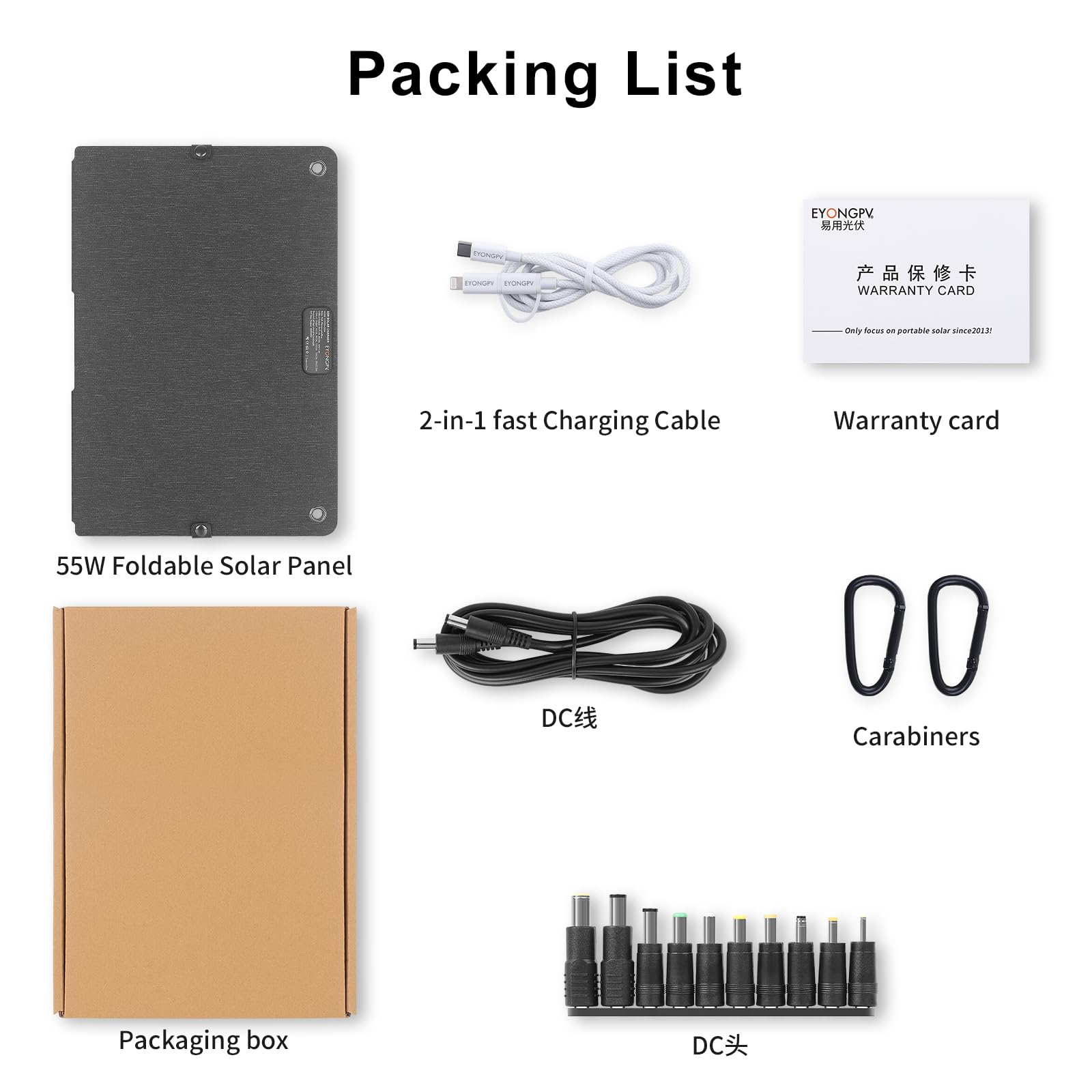 EYONGPV Caricatore pieghevole a pannello solare da 55 W con LED Owl-Eye, USB-C e USB-A DC, caricabatterie solare portatile per campeggio, escursionismo, camper, all'aperto, compatibile con iPhone
