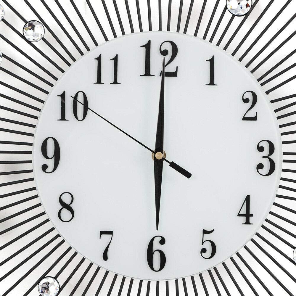 TBVECHI 24in Modern Crystal Wall Clock Diamond Clock Decorative Round Clock for Living Room, Bedroom, Silver