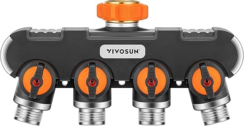 Miniatura 8 de VIVOSUN Divisor de manguera de jardín de 4 vías, conector de manguera de agua resistente de 34 pulgadas, colector de manguera de agua, adaptador de