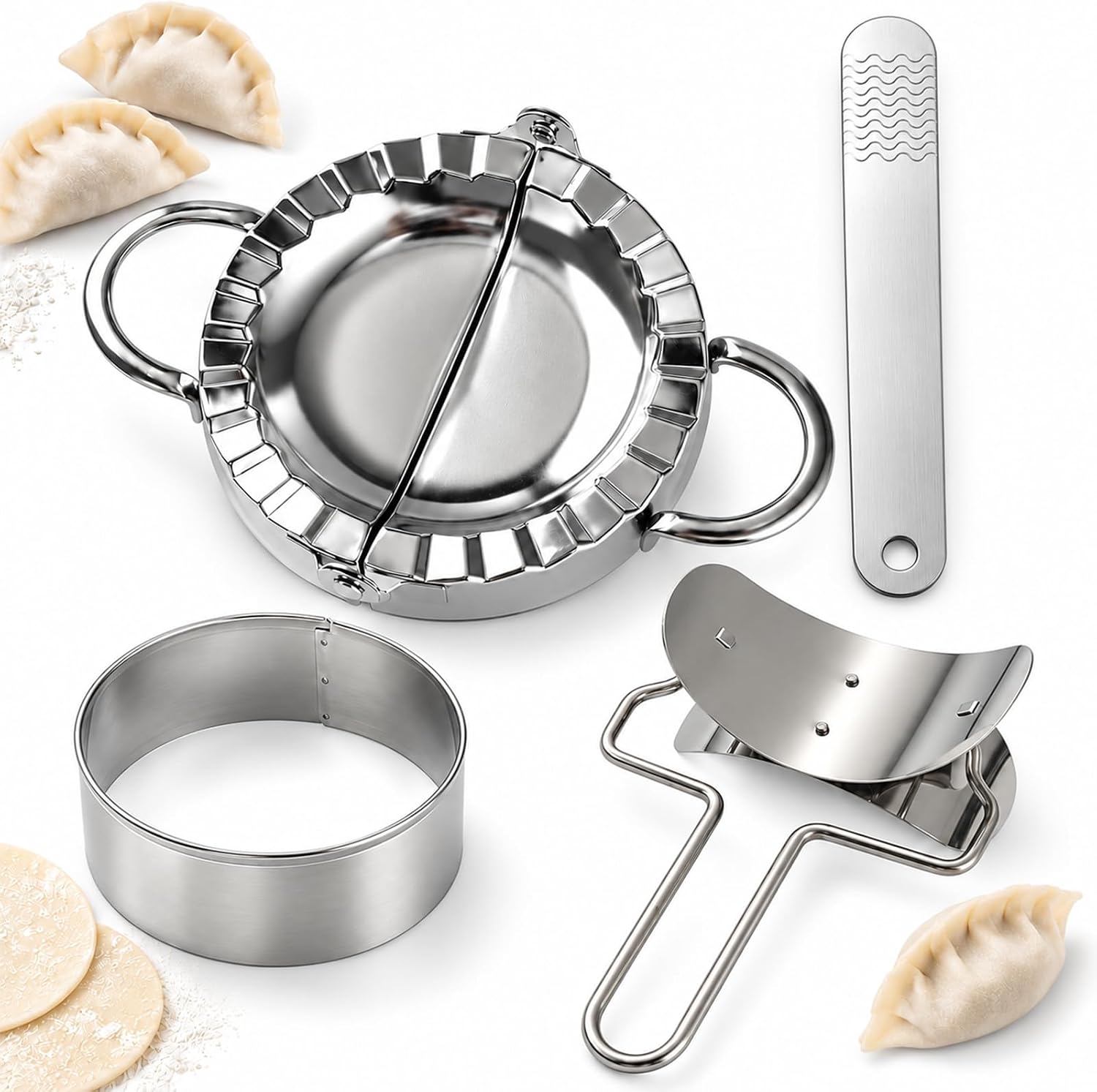 304 Stainless Steel Dumpling Maker Dough Cutter Set Empanada Press Maker