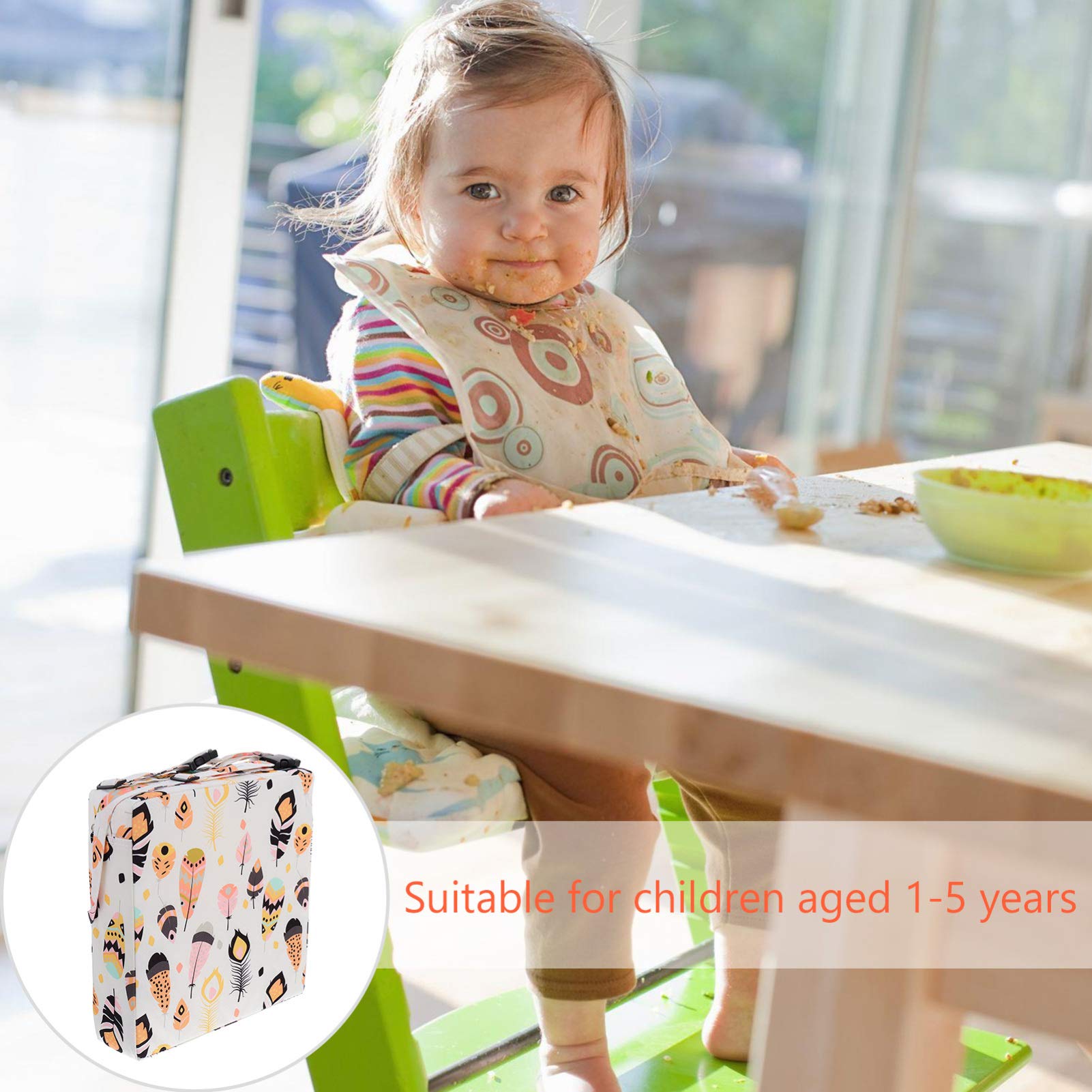 jojofuny Almohadilla Elevadora para Silla de Niños de Poliéster Funda Desmontable, Diseño Colorido y Resistente para Cumpleaños y Navidad