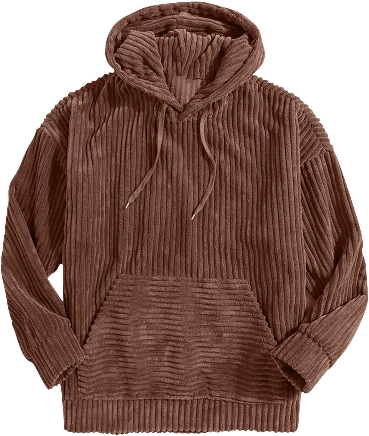 Ymosrh Men's Winter Hoodie Long Sleeve Casual Corduroy Drawstring Pullover Hoodies with Pocket Pullover Hoodie, S-3XL
