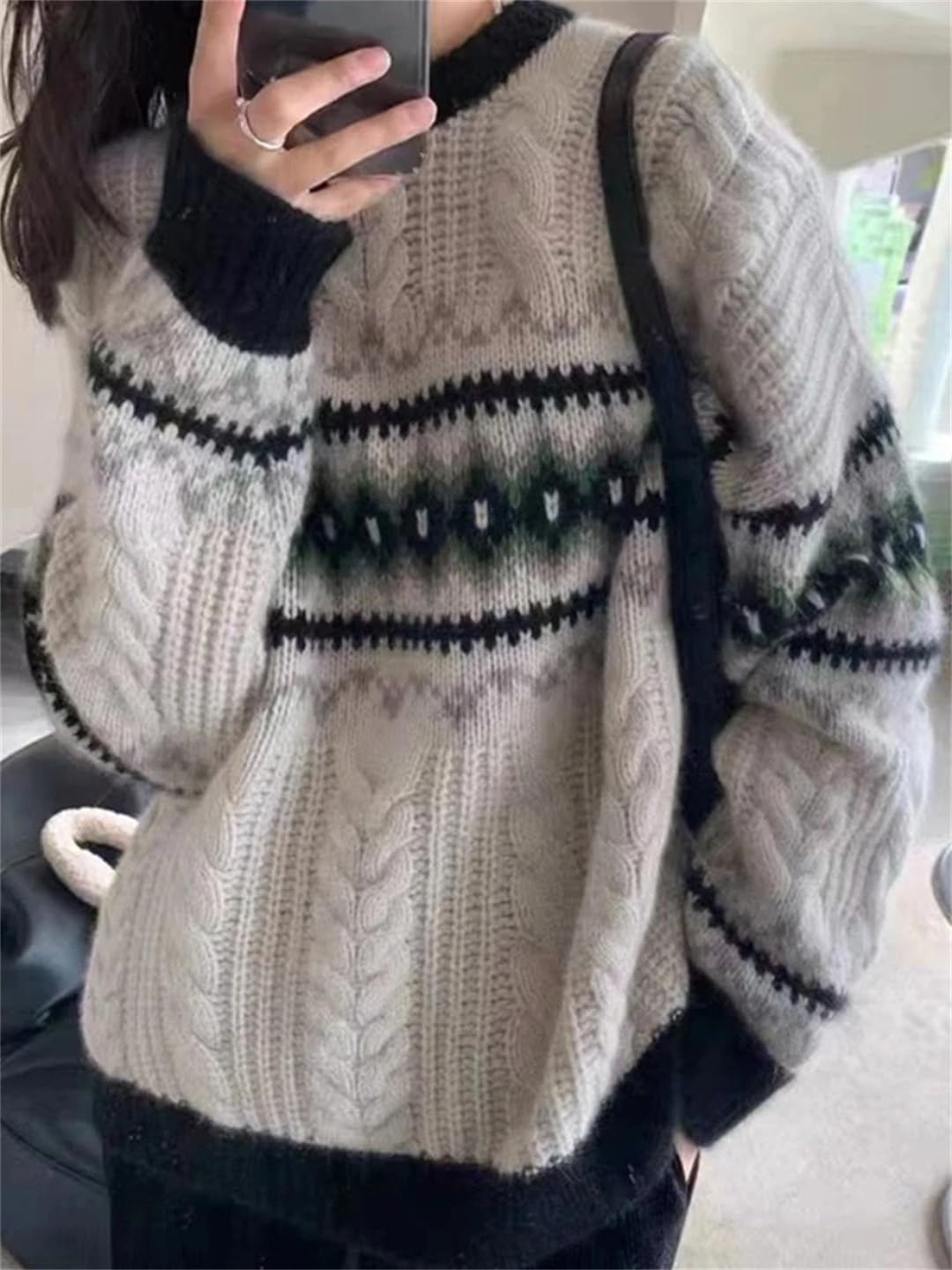 Jesienno-zimowy sweter vintage damskie topy z długim rękawem do swetrów z dzianiny