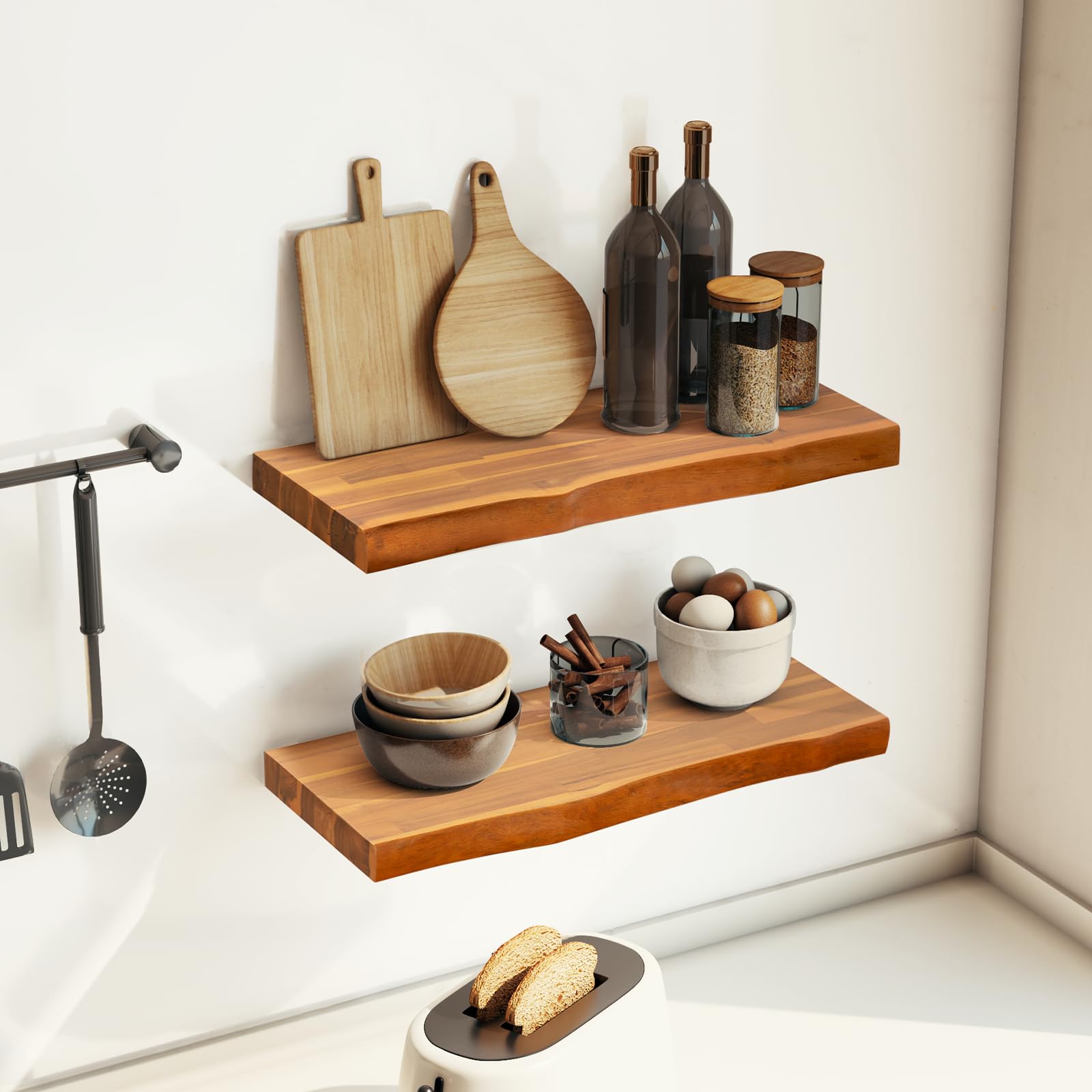 Amazon.co.jp: ウッドクラフト 100%無垢材 壁用 素朴な棚 幅24