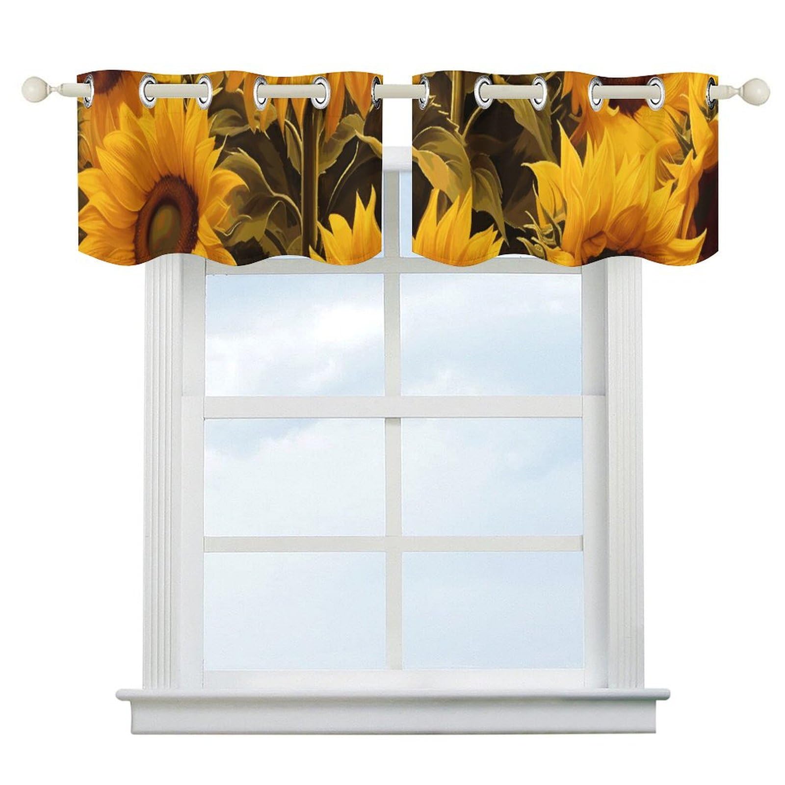 Rideaux isolants thermiques à passants bloque la lumière avec imprimé champêtre 132x45cm