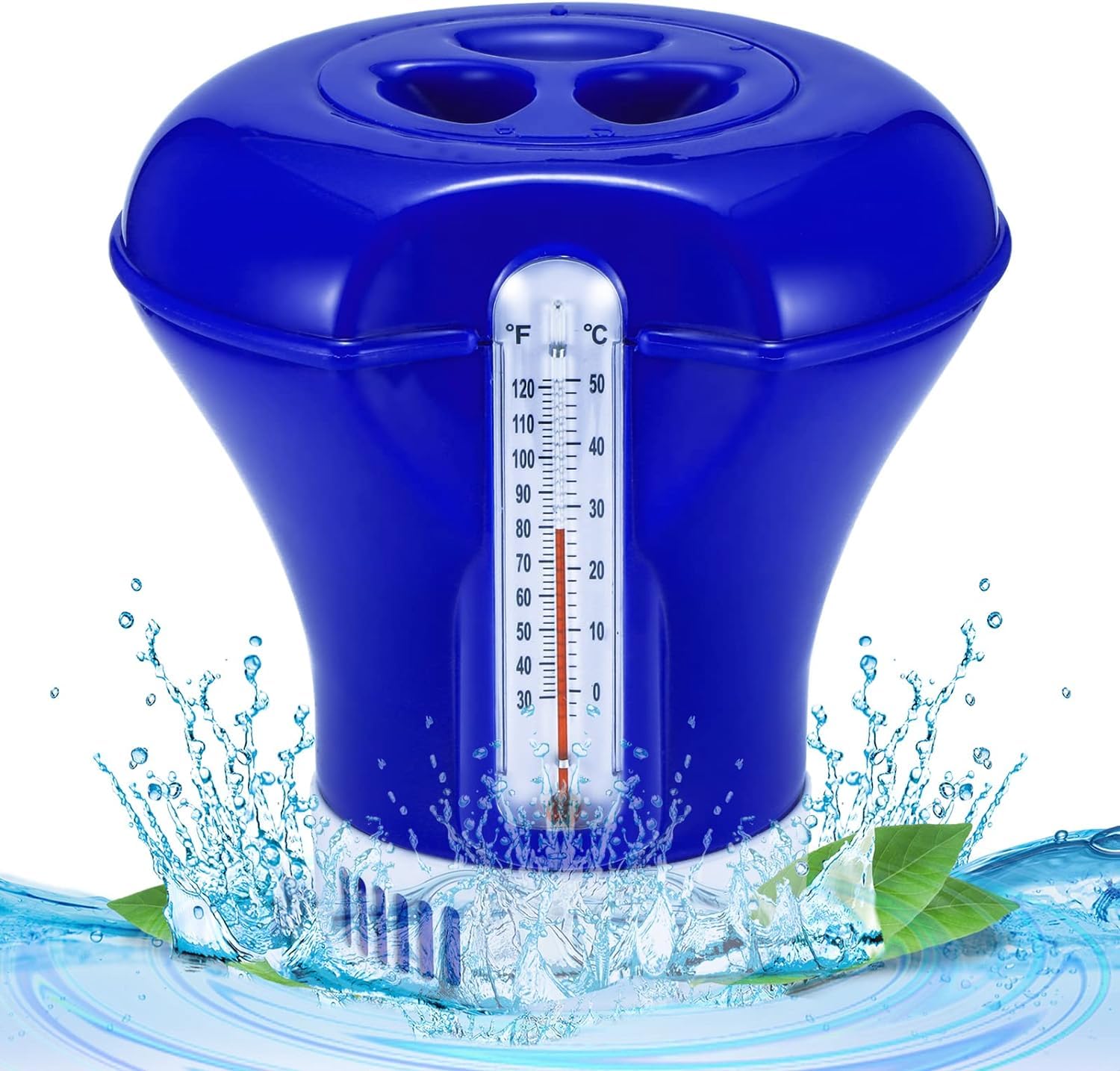 Dispenser Galleggiante Per Piscina Con Termometro Integrato - 8 Pollici, Capacità 20-25 Compresse Da 1 Pollice, Flusso Regolabile - 2