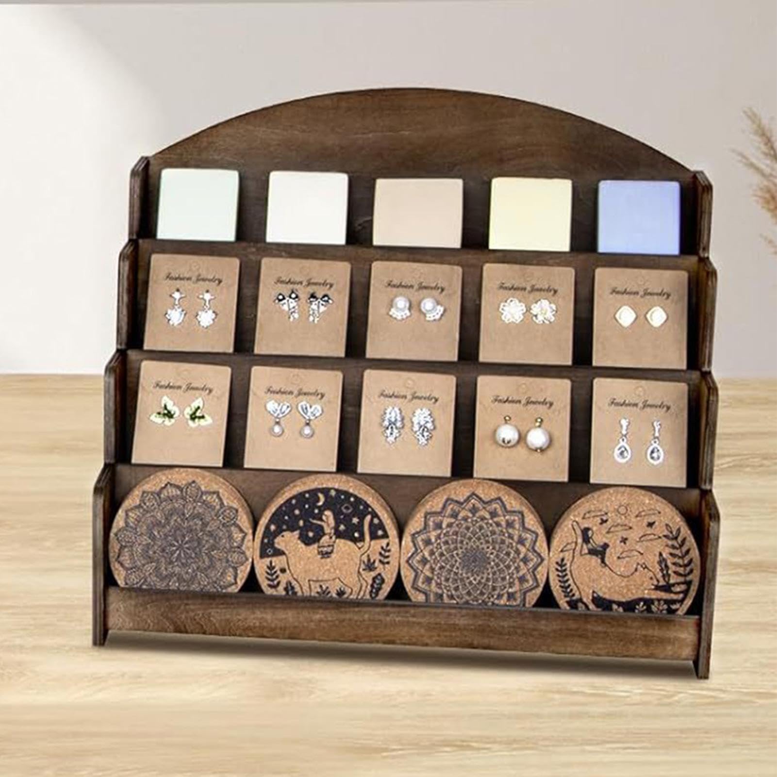 Expositor para Cartas Coleccionables Estante de Mostrador de 4 Niveles | Base para Cartas de Béisbol Para mesa de , negocio, escritorio, señal, cuadro, cupcake,