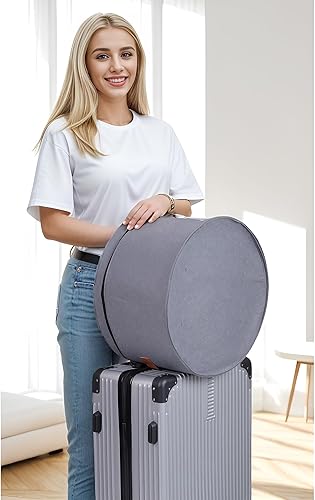 Miniatura 7 de Caja de almacenamiento para sombreros de fieltro, caja de almacenamiento redonda para sombreros transparentes, 16.5 x 10 pulgadas, gran capacidad,