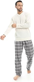 بيجامة فلافل للرجال برقبة على شكل حرف V مع بنطلون كاروهات من ريد سيركل