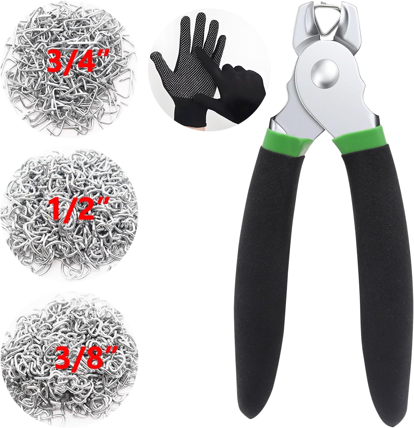 Juego de alicates para anillos de cerdo, 1500 anillos de cerdo galvanizados de 12 pulgadas, 34 pulgadas 38 pulgadas, 1 alicates de anillo de cerdo