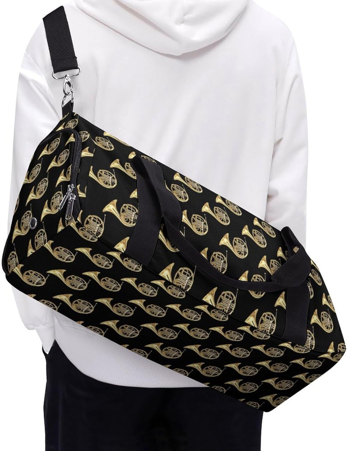 French Horns Golden Musical Instrument Black A Fitness Bag with Large Storage Space Is Suitable for Portable Outdoor Use