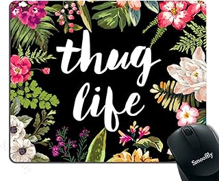 Smooffly Gaming Mouse Pad Custom,Thug Life Flowers Non-Slip Thick Rubber Mouse pad,9.5 X 7.9 Inch (240mmX200mmX3mm)