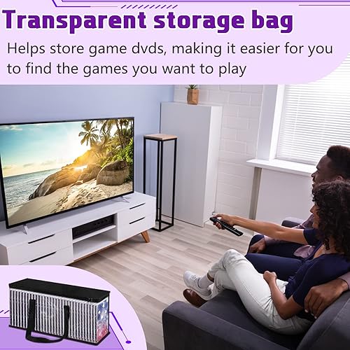 Miniatura 7 de Cunno Juego de 24 bolsas de almacenamiento de DVD, estuche de almacenamiento de DVD resistente al agua, caja de DVD transparente, organizador con