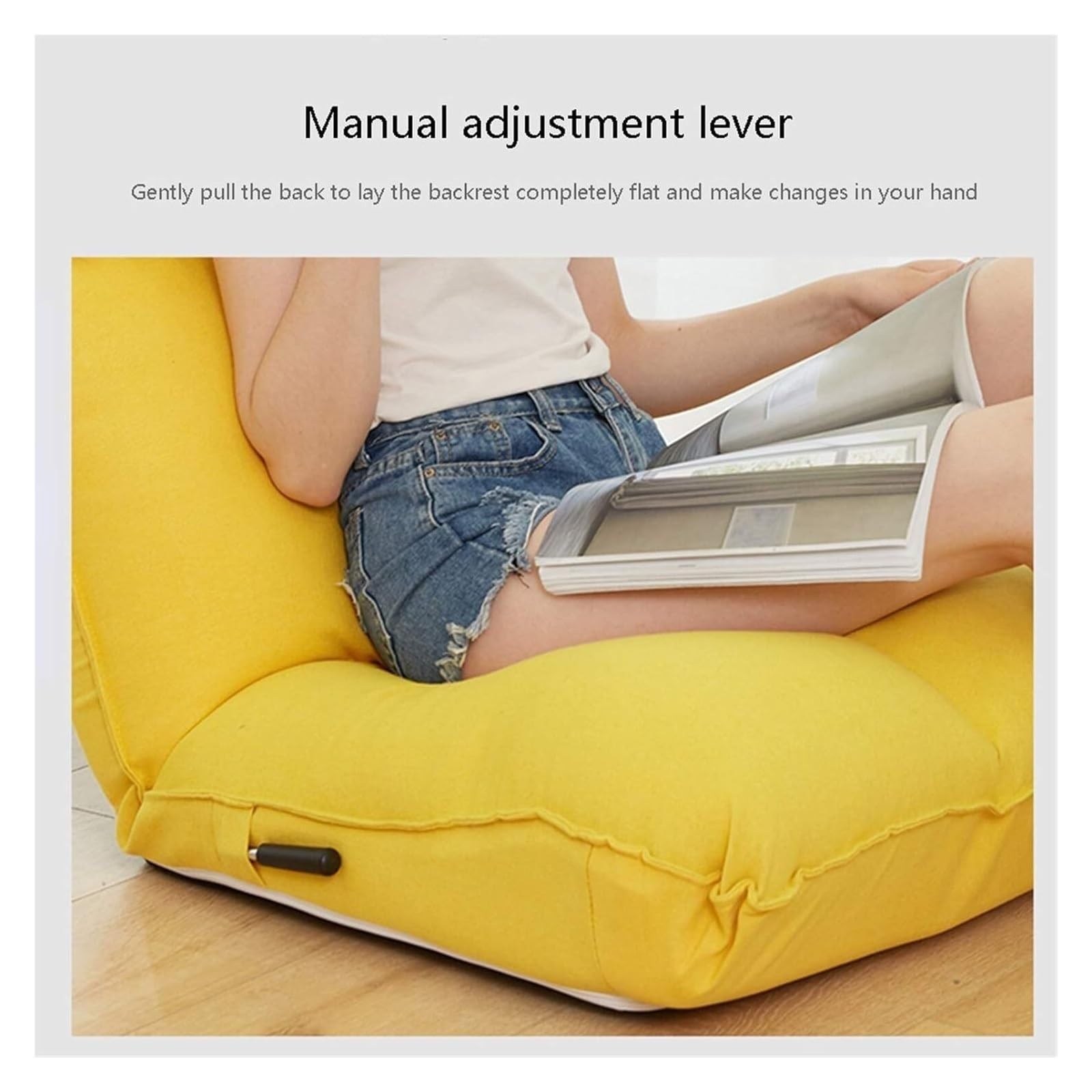 Silla de suelo plegable ajustable, asiento de meditación lavable de 14 posiciones para dormitorio y sala de estar, cómoda solución de asiento gris claro