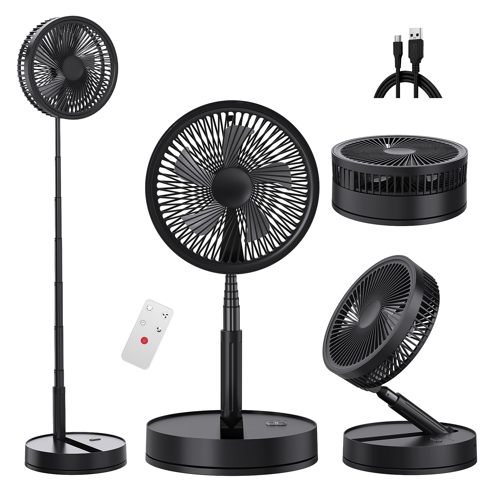 Portable Standing Pedestal Fan Rechargeable - 8000mAh 8.6 inch Electric Silent O