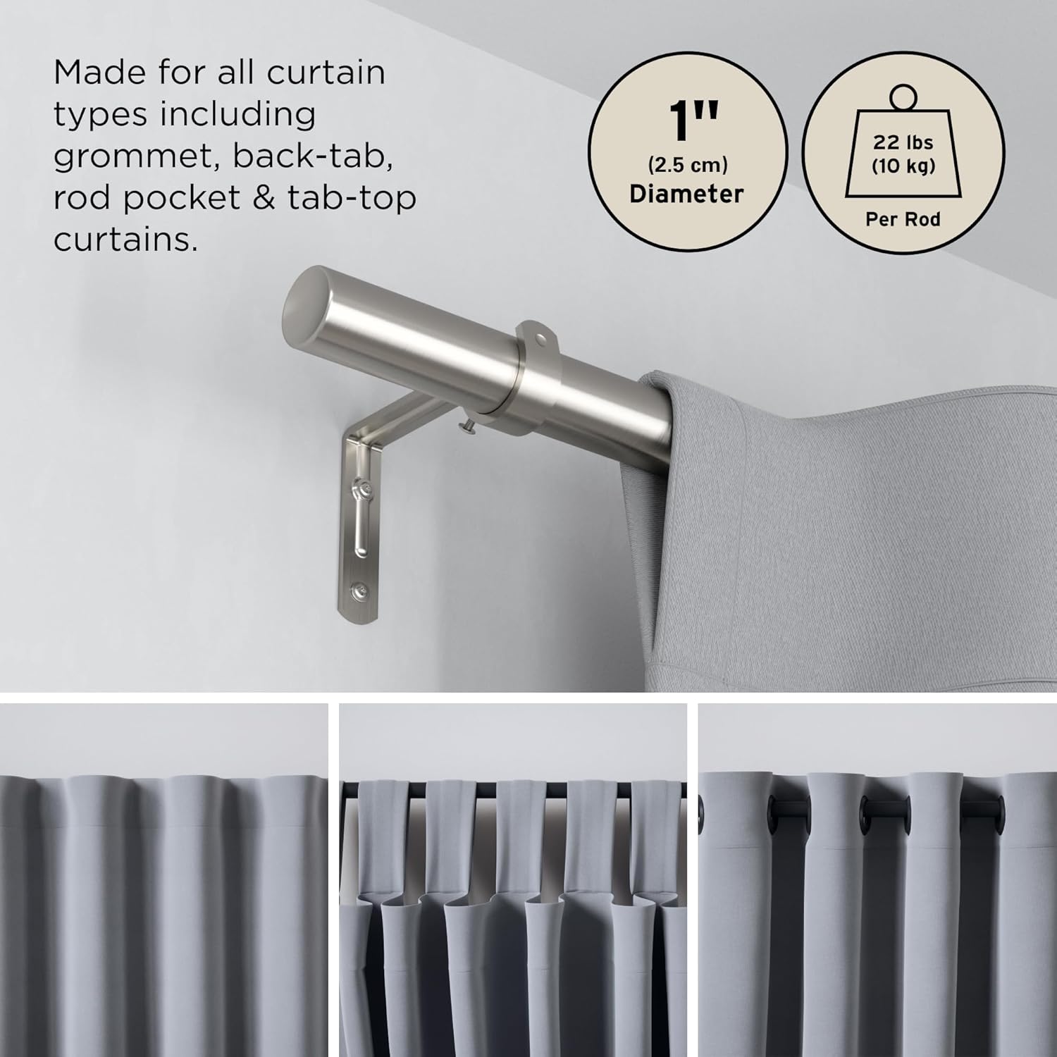 Umbra 1022629-411 Zen Curtain Rod, Nickel