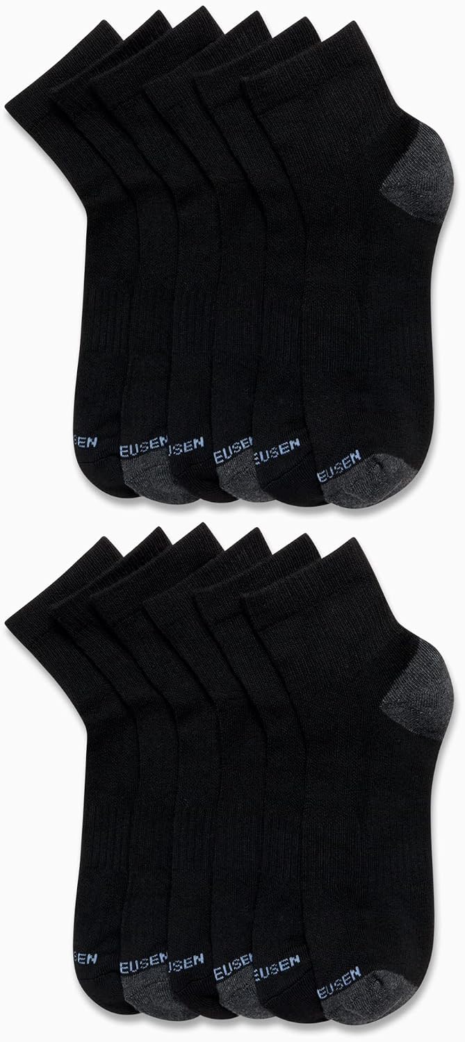 Van Heusen Men's Socks - Performance Cushioned Above Ankle Athletic Quarter Mini-Crew Socks (12 Pack)