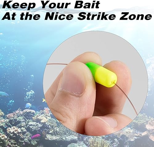 Miniatura 4 de Alwonder 100 unidades de cilindros de espuma para pesca, surf, aparejo de pesca flotador Pompano aparejo de cebo en vivo aparejo buscador de peces